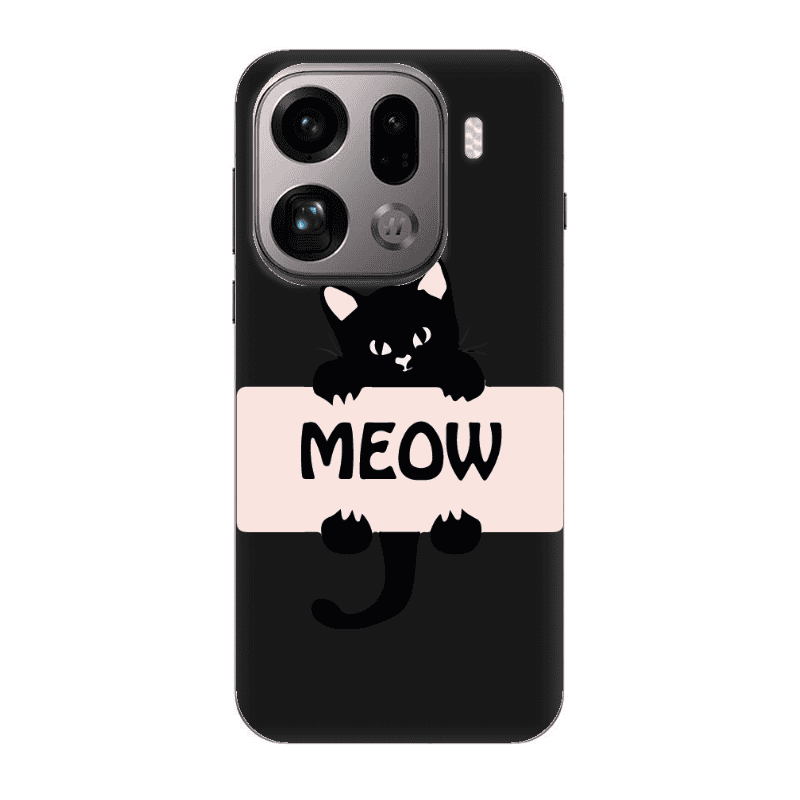 Oppo Find X9 Pro Meow Black Colored Silicone TPU Θήκη