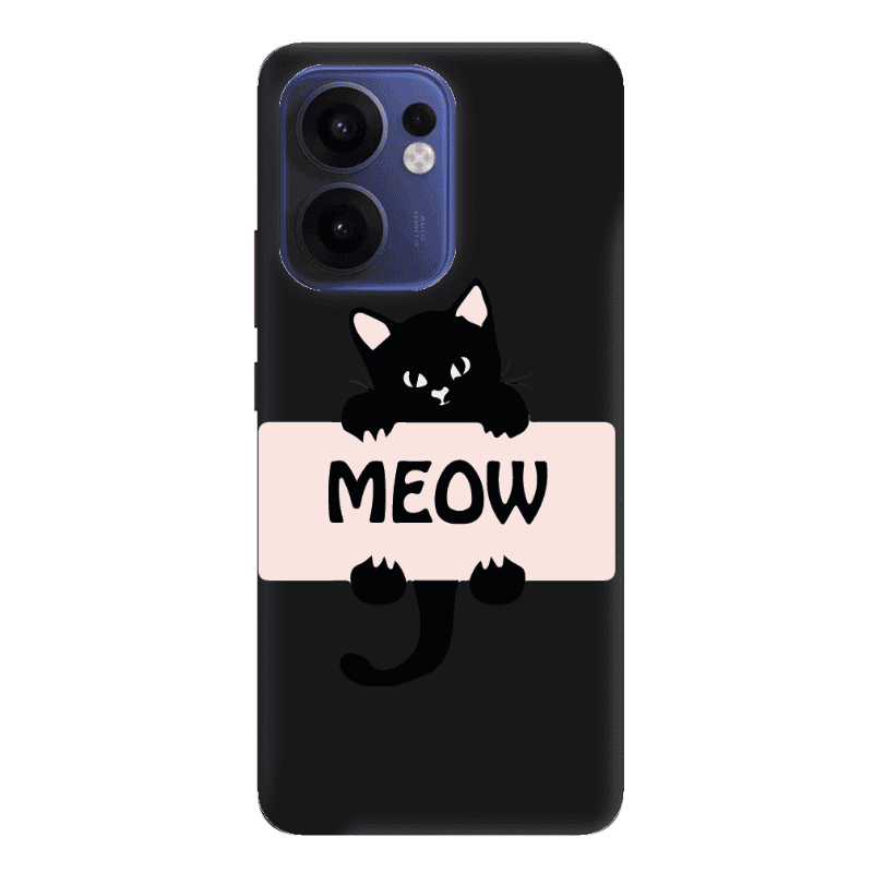 Oppo Reno 13 F Meow Black Colored Silicone TPU Θήκη