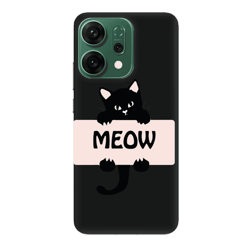 Oppo RENO 14 Meow Black Colored Silicone TPU Θήκη