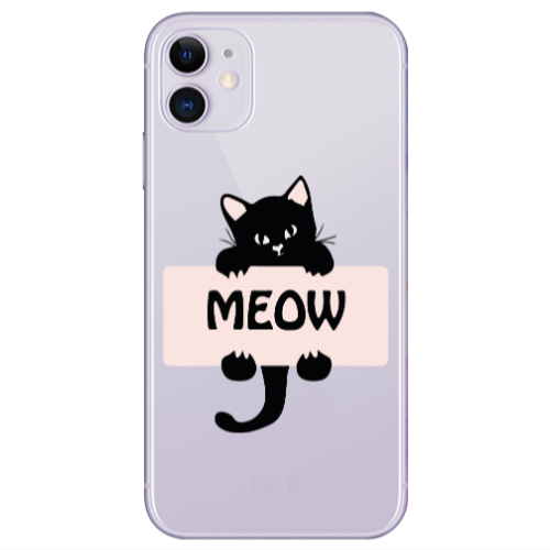 Apple iPhone 11  Meow Transparent Silicone TPU Θήκη