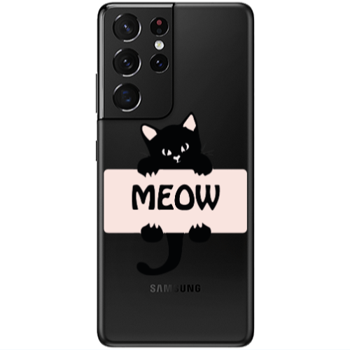 Samsung S21 Ultra Meow Transparent Silicone TPU Θήκη