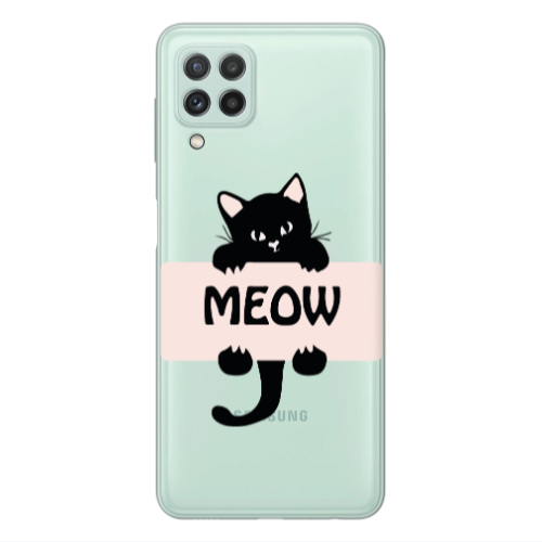 Samsung A22 4G Meow Transparent Silicone TPU Θήκη