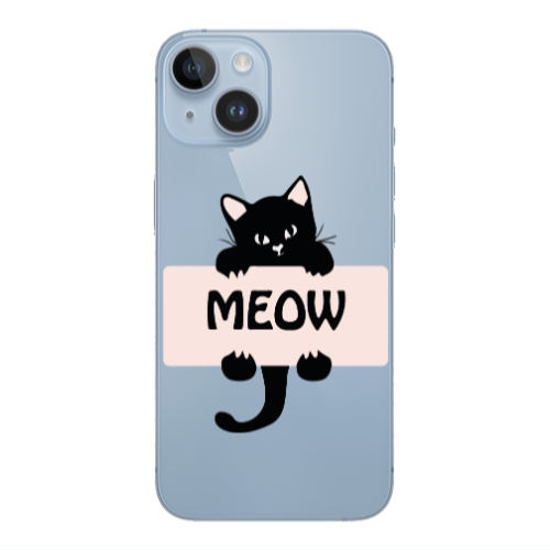 Apple iPhone 14  Meow Transparent Silicone TPU Θήκη