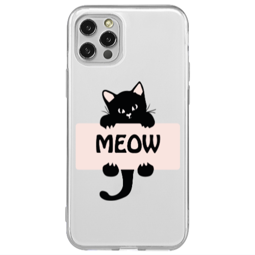 Apple iPhone 12 Pro Meow Transparent Silicone TPU Θήκη
