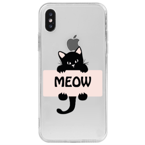 Apple iPhone Xs Max Meow Transparent Silicone TPU Θήκη