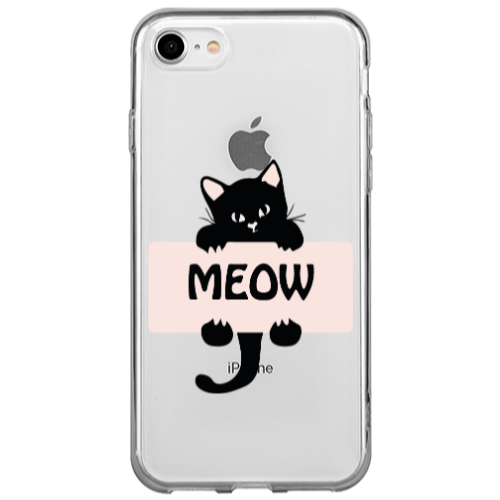 Apple iPhone 7 Meow Transparent Silicone TPU Θήκη