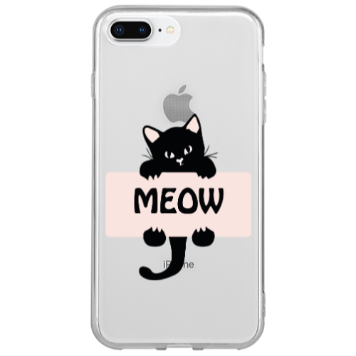 Apple iPhone 7 Plus Meow Transparent Silicone TPU Θήκη