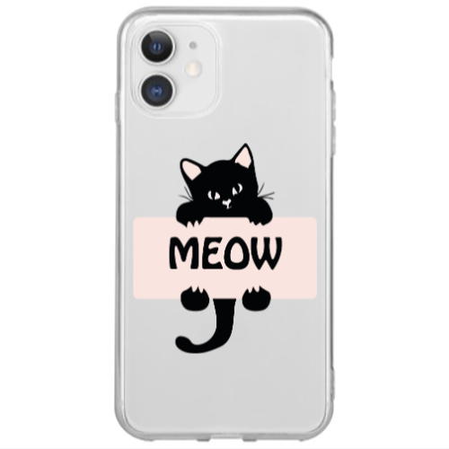 Apple iPhone 12 Mini Meow Transparent Silicone TPU Θήκη