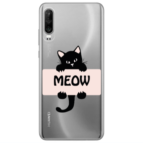 Huawei P30 Meow Transparent Silicone TPU Θήκη