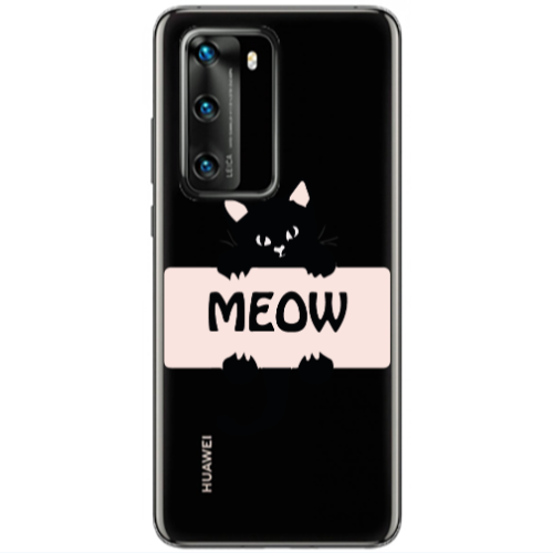 Huawei P40 Meow Transparent Silicone TPU Θήκη