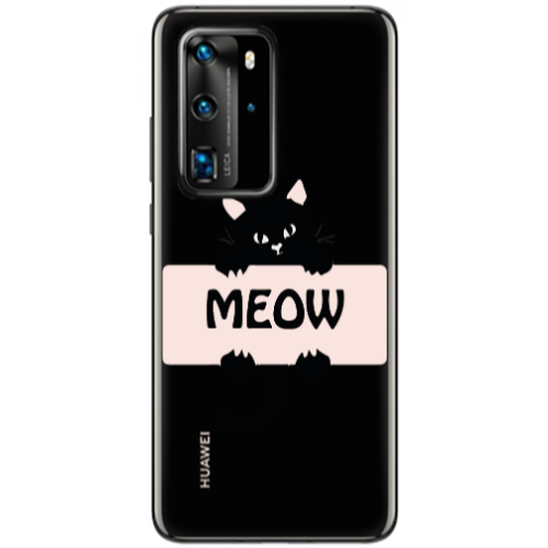 Huawei P40 Pro Meow Transparent Silicone TPU Θήκη