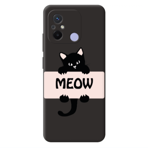 Xiaomi Redmi 12C Meow Black Colored Silicone TPU Θήκη