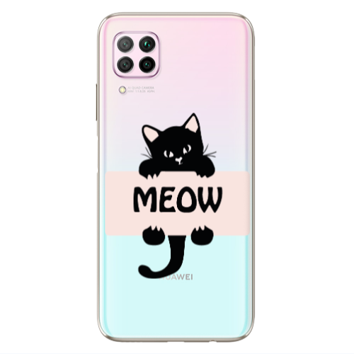 Huawei P40 Lite Meow Transparent Silicone TPU Θήκη