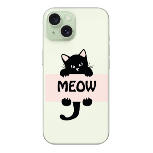 Apple iPhone 15 Plus Meow Transparent Silicone TPU Θήκη