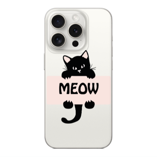 Apple iPhone 15 Pro Meow Transparent Silicone TPU Θήκη