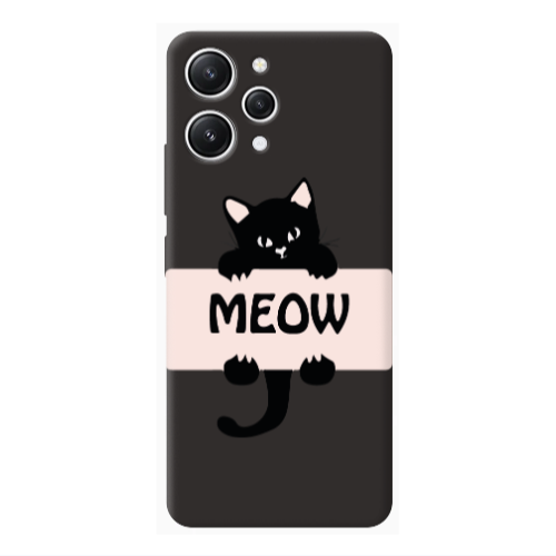 Xiaomi Redmi 12 Meow Black Colored Silicone TPU Θήκη