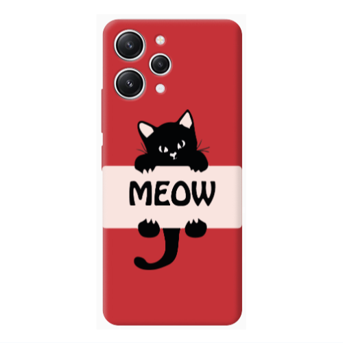 Xiaomi Redmi 12 Meow Red Colored Silicone TPU Θήκη
