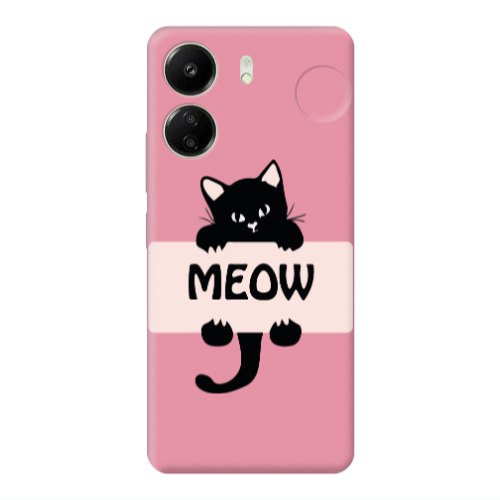 Xiaomi Redmi 13C Meow Pink Colored Silicone TPU Θήκη