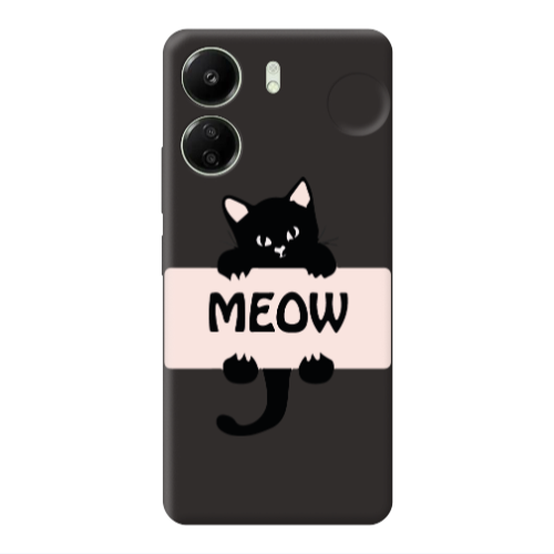 Xiaomi Redmi 13C Meow Black Colored Silicone TPU Θήκη