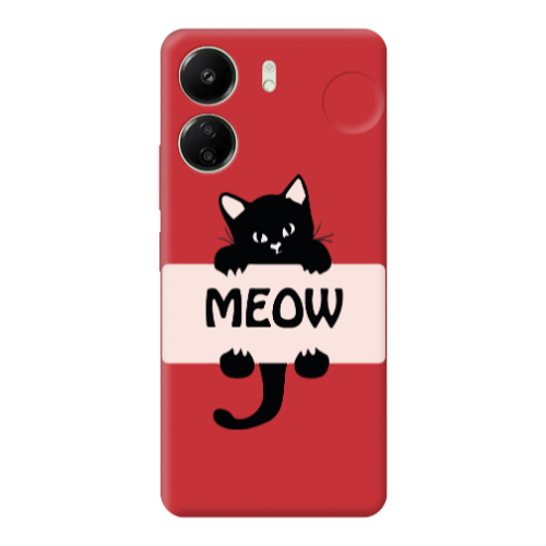 Xiaomi Redmi 13C Meow Red Colored Silicone TPU Θήκη