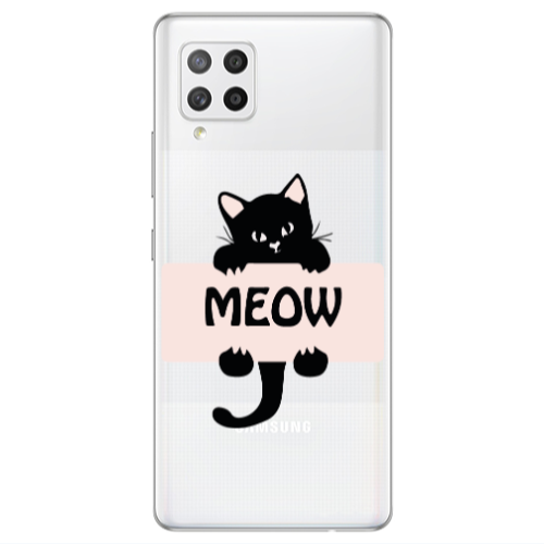 Samsung A42 5G Meow Transparent Silicone TPU Θήκη