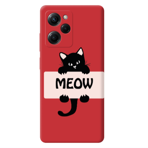 Xiaomi Poco X5 Pro Meow Red Colored Silicone TPU Θήκη