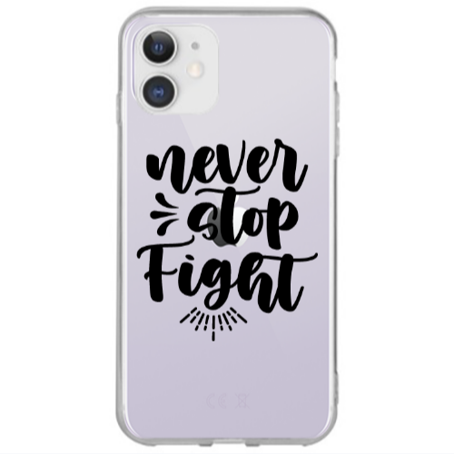 Apple iPhone 12 Never stop fight Transparent Silicone TPU Θήκη