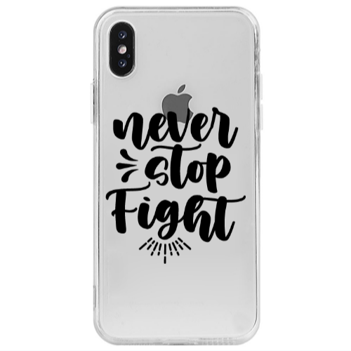 Apple iPhone X Never stop fight Transparent Silicone TPU Θήκη