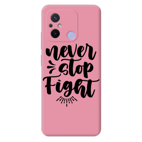 Xiaomi Redmi 12C Never stop fight Pink Colored Silicone TPU Θήκη