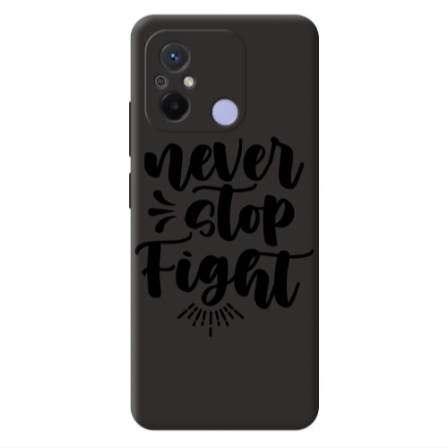 Xiaomi Redmi 12C Never stop fight Black Colored Silicone TPU Θήκη