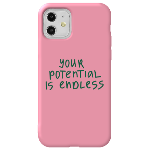 Apple iPhone 11  Your potential is endless Pink Colored Silicone TPU Θήκη