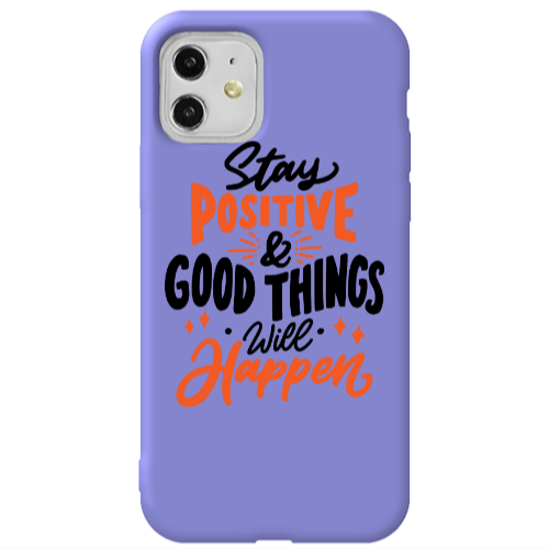 Apple iPhone 11  Stay Positive Purple Colored Silicone TPU Θήκη