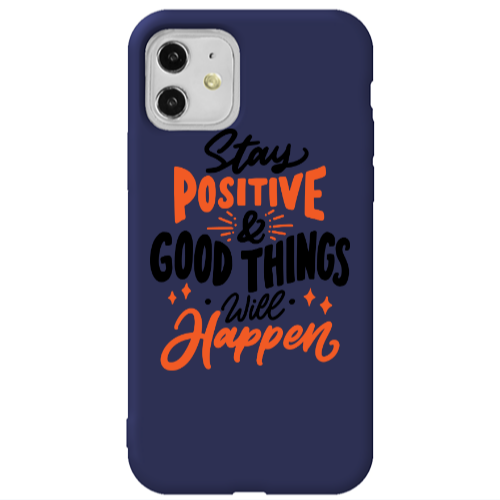 Apple iPhone 11  Stay Positive Dark blue Colored Silicone TPU Θήκη