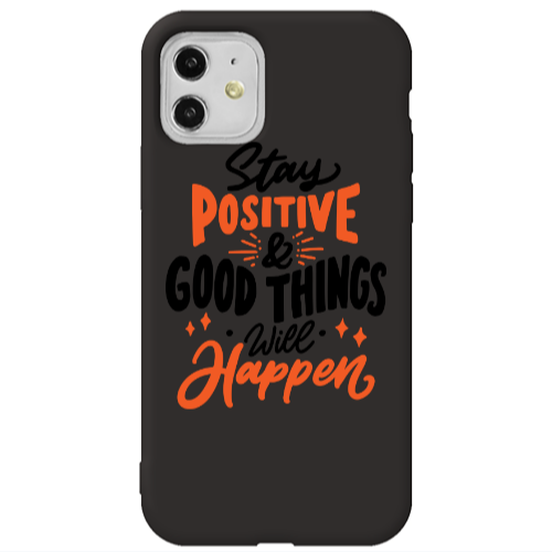 Apple iPhone 11  Stay Positive Black Colored Silicone TPU Θήκη
