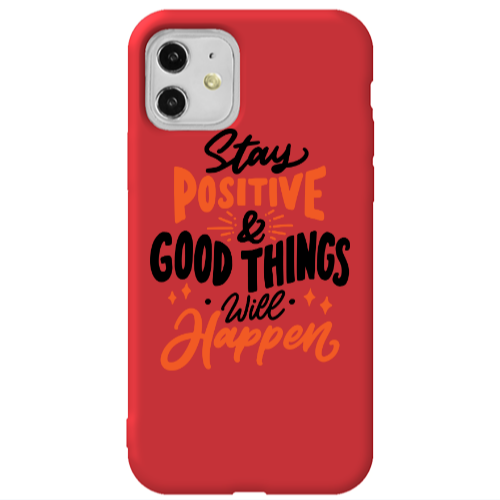 Apple iPhone 11  Stay Positive Red Colored Silicone TPU Θήκη