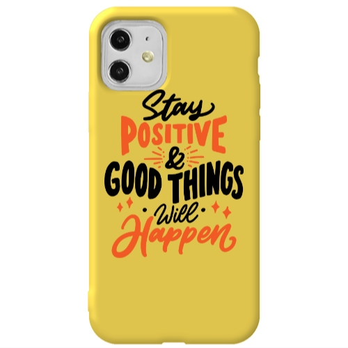 Apple iPhone 11  Stay Positive Yellow Colored Silicone TPU Θήκη