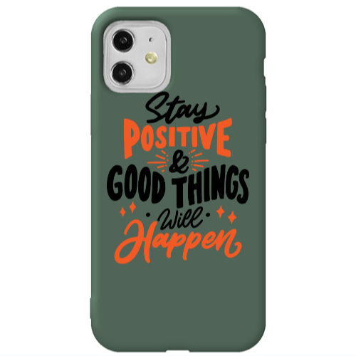 Apple iPhone 11  Stay Positive Dark Green Colored Silicone TPU Θήκη