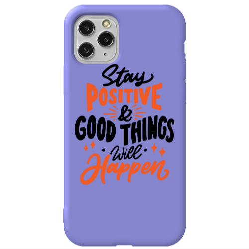 Apple iPhone 11 Pro Stay Positive Purple Colored Silicone TPU Θήκη