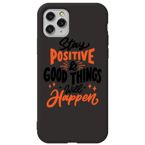 Apple iPhone 11 Pro Stay Positive Black Colored Silicone TPU Θήκη