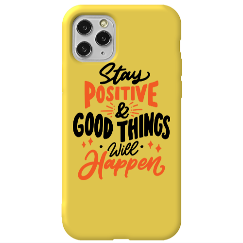 Apple iPhone 11 Pro Stay Positive Yellow Colored Silicone TPU Θήκη