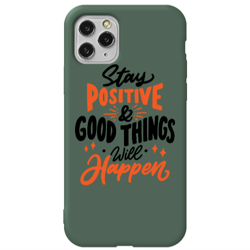 Apple iPhone 11 Pro Stay Positive Dark Green Colored Silicone TPU Θήκη