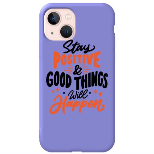 Apple iPhone 13 Stay Positive Purple Colored Silicone TPU Θήκη
