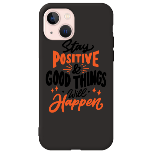 Apple iPhone 13 Stay Positive Black Colored Silicone TPU Θήκη