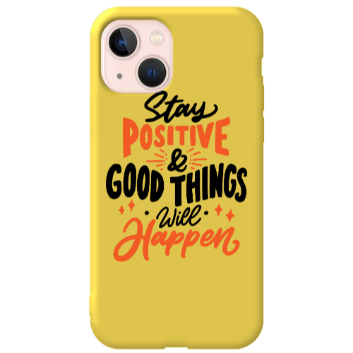 Apple iPhone 13 Stay Positive Yellow Colored Silicone TPU Θήκη