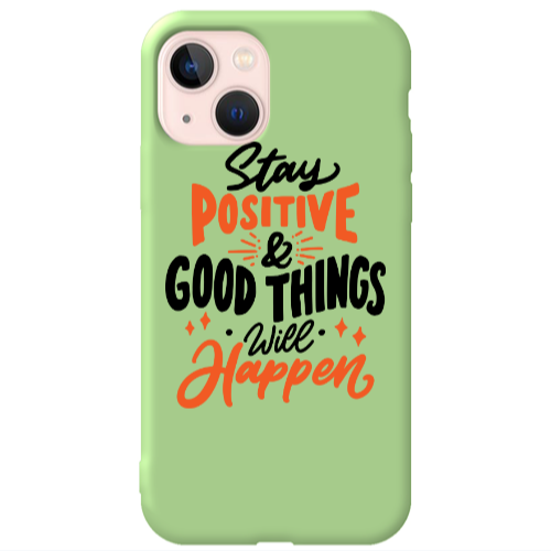Apple iPhone 13 Stay Positive Light Green Colored Silicone TPU Θήκη