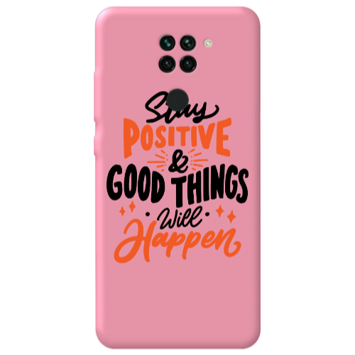 Xiaomi Redmi Note 9 Stay Positive Pink Colored Silicone TPU Θήκη