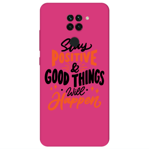 Xiaomi Redmi Note 9 Stay Positive Fuchsia Colored Silicone TPU Θήκη