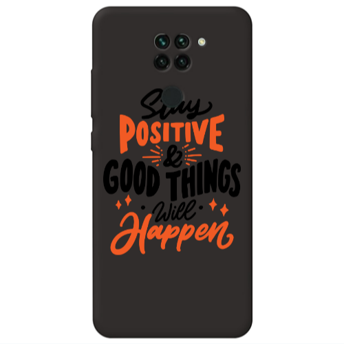 Xiaomi Redmi Note 9 Stay Positive Black Colored Silicone TPU Θήκη
