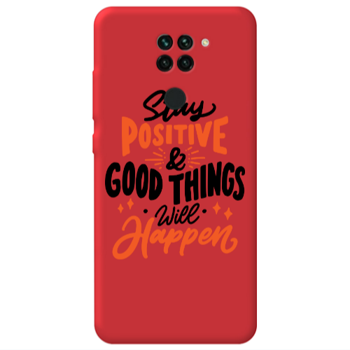 Xiaomi Redmi Note 9 Stay Positive Red Colored Silicone TPU Θήκη