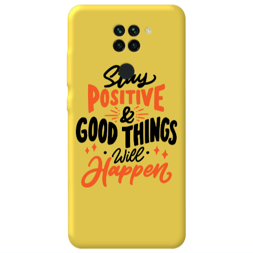 Xiaomi Redmi Note 9 Stay Positive Yellow Colored Silicone TPU Θήκη